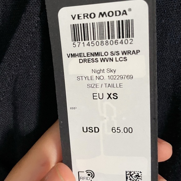 NWT VERO MODA Helen Faux Wrap Minidress Night Sky - Picture 4 of 5